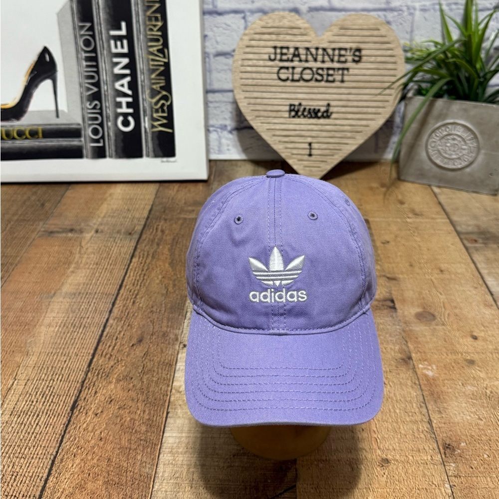 Women’s Adidas trefoil purple & White Hat Relaxed Strap Back